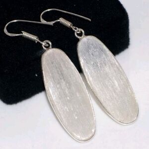 Selenite Gemstone 925 Sterling Silver Handmade Drop Dangle Earrings
